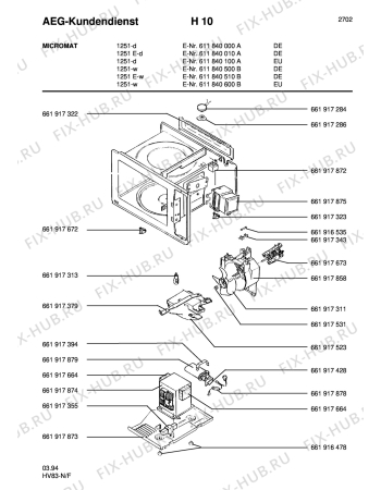 Взрыв-схема микроволновой печи Aeg MC 1251 - D/EURO - Схема узла Section3